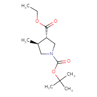 Chemical structure of 1-tert-butyl 3-ethyl (3S,4S)-4-methylpyrrolidine-1,3-dicarboxylate - CSSB00025715181