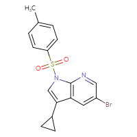 Chemical structure of 5-bromo-3-cyclopropyl-1-(4-methylbenzenesulfonyl)-1H-pyrrolo[2,3-b]pyridine - CSSB21332038811