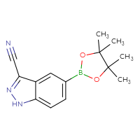 Chemical structure of 5-(4,4,5,5-tetramethyl-1,3,2-dioxaborolan-2-yl)-1H-indazole-3-carbonitrile - CSSB00053789275