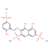 Chemical structure of trisodium 4,5-dihydroxy-3-[2-(2-hydroxy-5-sulfonatophenyl)diazen-1-yl]naphthalene-2,7-disulfonate - CSSB03437268763