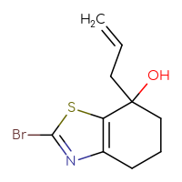 Chemical structure of 2-bromo-7-(prop-2-en-1-yl)-4,5,6,7-tetrahydro-1,3-benzothiazol-7-ol - CSSB21246281241