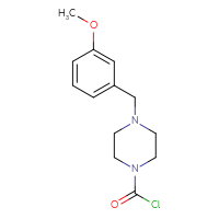 Chemical structure of 4-[(3-methoxyphenyl)methyl]piperazine-1-carbonyl chloride - CSSB21224764626