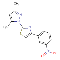 Chemical structure of 2-(3,5-dimethyl-1H-pyrazol-1-yl)-4-(3-nitrophenyl)-1,3-thiazole - CSSB00025737902