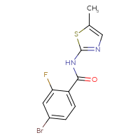 Chemical structure of 4-bromo-2-fluoro-N-(5-methyl-1,3-thiazol-2-yl)benzamide - CSSB00000273658
