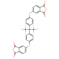 Chemical structure of 5-[4-(2-{4-[(1,3-dioxo-1,3-dihydro-2-benzofuran-5-yl)oxy]phenyl}-1,1,1,3,3,3-hexafluoropropan-2-yl)phenoxy]-1,3-dihydro-2-benzofuran-1,3-dione - CSSB02125556178