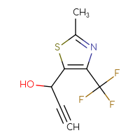 Chemical structure of 1-[2-methyl-4-(trifluoromethyl)-1,3-thiazol-5-yl]prop-2-yn-1-ol - CSSB21246434964