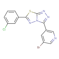 Chemical structure of 3-bromo-5-[6-(3-chlorophenyl)-[1,2,4]triazolo[3,4-b][1,3,4]thiadiazol-3-yl]pyridine - CSSB00121600486