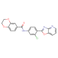 Chemical structure of N-(3-chloro-4-{[1,3]oxazolo[4,5-b]pyridin-2-yl}phenyl)-2,3-dihydro-1,4-benzodioxine-6-carboxamide - CSSB00121590554