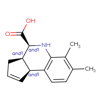 Chemical structure of rac-(3aR,4S,9bS)-6,7-dimethyl-3H,3aH,4H,5H,9bH-cyclopenta[c]quinoline-4-carboxylic acid - CSSB20620688085