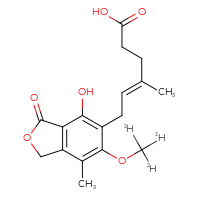 Chemical structure of (4E)-6-[4-hydroxy-6-(²H₃)methoxy-7-methyl-3-oxo-1,3-dihydro-2-benzofuran-5-yl]-4-methylhex-4-enoic acid - CSSB00159256764