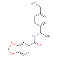 Chemical structure of N-[1-(4-ethylphenyl)ethyl]-2H-1,3-benzodioxole-5-carboxamide - CSSB00046132619