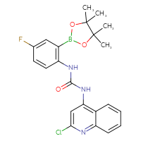 Chemical structure of 1-(2-chloroquinolin-4-yl)-3-[4-fluoro-2-(4,4,5,5-tetramethyl-1,3,2-dioxaborolan-2-yl)phenyl]urea - CSSB21332148184