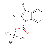 Chemical structure of tert-butyl 3-bromo-2-methyl-1H-indole-1-carboxylate - CSSB00010163218