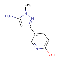 Chemical structure of 5-(5-amino-1-methyl-1H-pyrazol-3-yl)pyridin-2-ol - CSSB00028348010