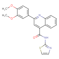 Chemical structure of 2-(3,4-dimethoxyphenyl)-N-(1,3-thiazol-2-yl)quinoline-4-carboxamide - CSSB00027989405