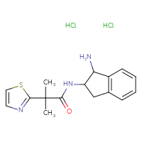 Chemical structure of N-(1-amino-2,3-dihydro-1H-inden-2-yl)-2-methyl-2-(1,3-thiazol-2-yl)propanamide dihydrochloride - CSSB20620703879