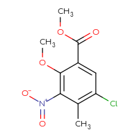 Chemical structure of methyl 5-chloro-2-methoxy-4-methyl-3-nitrobenzoate - CSSB06446545141