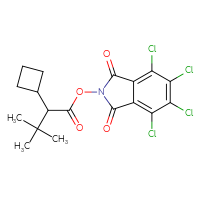 Chemical structure of 4,5,6,7-tetrachloro-1,3-dioxo-2,3-dihydro-1H-isoindol-2-yl 2-cyclobutyl-3,3-dimethylbutanoate - CSSB20269602030