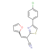 Chemical structure of 2-[4-(4-chlorophenyl)-1,3-thiazol-2-yl]-3-(furan-2-yl)prop-2-enenitrile - CSSB00028054862