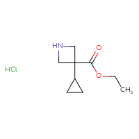 Chemical structure of ethyl 3-cyclopropylazetidine-3-carboxylate hydrochloride - CSSB21043418255