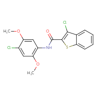 Chemical structure of 3-chloro-N-(4-chloro-2,5-dimethoxyphenyl)-1-benzothiophene-2-carboxamide - CSSB00121702243