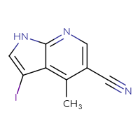 Chemical structure of 3-iodo-4-methyl-1H-pyrrolo[2,3-b]pyridine-5-carbonitrile - CSSB00010168449