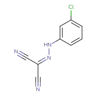 Chemical structure of N-(3-chlorophenyl)-1-cyanomethanecarbohydrazonoyl cyanide - CSSB00000007649