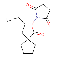 Chemical structure of 2,5-dioxopyrrolidin-1-yl 1-butylcyclopentane-1-carboxylate - CSSB20270393987