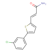 Chemical structure of (2E)-3-[5-(3-chlorophenyl)thiophen-2-yl]prop-2-enamide - CSSB17210830397