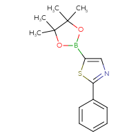 Chemical structure of 2-phenyl-5-(4,4,5,5-tetramethyl-1,3,2-dioxaborolan-2-yl)-1,3-thiazole - CSSB00010247043