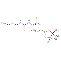 Chemical structure of 1-[2,6-difluoro-4-(4,4,5,5-tetramethyl-1,3,2-dioxaborolan-2-yl)phenyl]-3-(ethoxymethyl)urea - CSSB21245995917