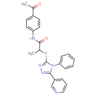 Chemical structure of N-(4-acetylphenyl)-2-{[4-phenyl-5-(pyridin-3-yl)-4H-1,2,4-triazol-3-yl]sulfanyl}propanamide - CSSB00103159757