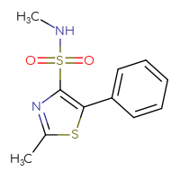 Chemical structure of N,2-dimethyl-5-phenyl-1,3-thiazole-4-sulfonamide - CSSB01999021780