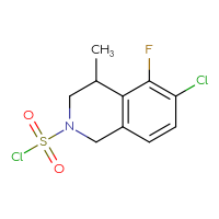 Chemical structure of 6-chloro-5-fluoro-4-methyl-1,2,3,4-tetrahydroisoquinoline-2-sulfonyl chloride - CSSB21224775885