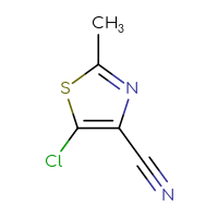 Chemical structure of 5-chloro-2-methyl-1,3-thiazole-4-carbonitrile - CSSB00054663696