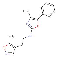 Chemical structure of 4-methyl-N-[2-(5-methyl-1,2-oxazol-4-yl)ethyl]-5-phenyl-1,3-oxazol-2-amine - CSSB21495869807