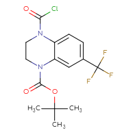 Chemical structure of tert-butyl 4-(carbonochloridoyl)-7-(trifluoromethyl)-1,2,3,4-tetrahydroquinoxaline-1-carboxylate - CSSB06639620319