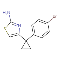 Chemical structure of 4-[1-(4-bromophenyl)cyclopropyl]-1,3-thiazol-2-amine - CSSB03560038389