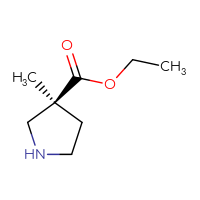 Chemical structure of ethyl (3S)-3-methylpyrrolidine-3-carboxylate - CSSB06256040883