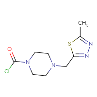 Chemical structure of 4-[(5-methyl-1,3,4-thiadiazol-2-yl)methyl]piperazine-1-carbonyl chloride - CSSB14984038331