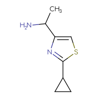 Chemical structure of 1-(2-cyclopropyl-1,3-thiazol-4-yl)ethan-1-amine - CSSB00000755205