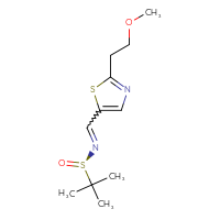 Chemical structure of (R)-N-{[2-(2-methoxyethyl)-1,3-thiazol-5-yl]methylidene}-2-methylpropane-2-sulfinamide - CSSB20671799003