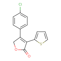 Chemical structure of 4-(4-chlorophenyl)-3-(thiophen-2-yl)-2,5-dihydrofuran-2-one - CSSB00000683328