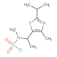 Chemical structure of N-methyl-N-{1-[4-methyl-2-(propan-2-yl)-1,3-thiazol-5-yl]ethyl}sulfamoyl chloride - CSSB06824396404
