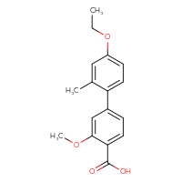 Chemical structure of 4'-ethoxy-3-methoxy-2'-methyl-[1,1'-biphenyl]-4-carboxylic acid - CSSB00150702149