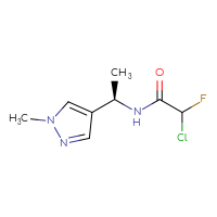 Chemical structure of 2-chloro-2-fluoro-N-[(1R)-1-(1-methyl-1H-pyrazol-4-yl)ethyl]acetamide - CSSB09896149388