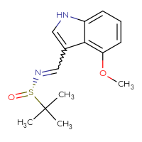 Chemical structure of (S)-N-[(4-methoxy-1H-indol-3-yl)methylidene]-2-methylpropane-2-sulfinamide - CSSB21331811172