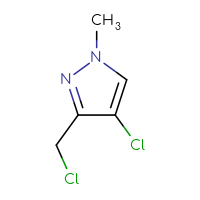 Chemical structure of 4-chloro-3-(chloromethyl)-1-methyl-1H-pyrazole - CSSB00010781361