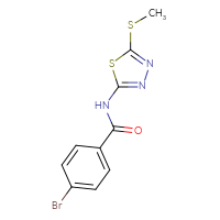 Chemical structure of 4-bromo-N-[5-(methylsulfanyl)-1,3,4-thiadiazol-2-yl]benzamide - CSSB00121651288