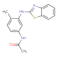Chemical structure of N-{3-[(1,3-benzothiazol-2-yl)amino]-4-methylphenyl}acetamide - CSSB15235205905